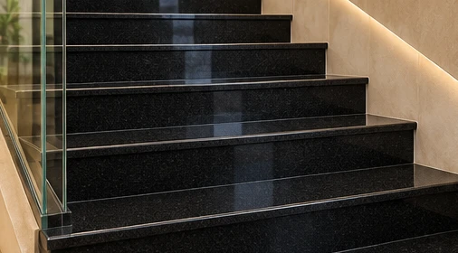 design visualisation of Absolute Black Granite: Stair detail