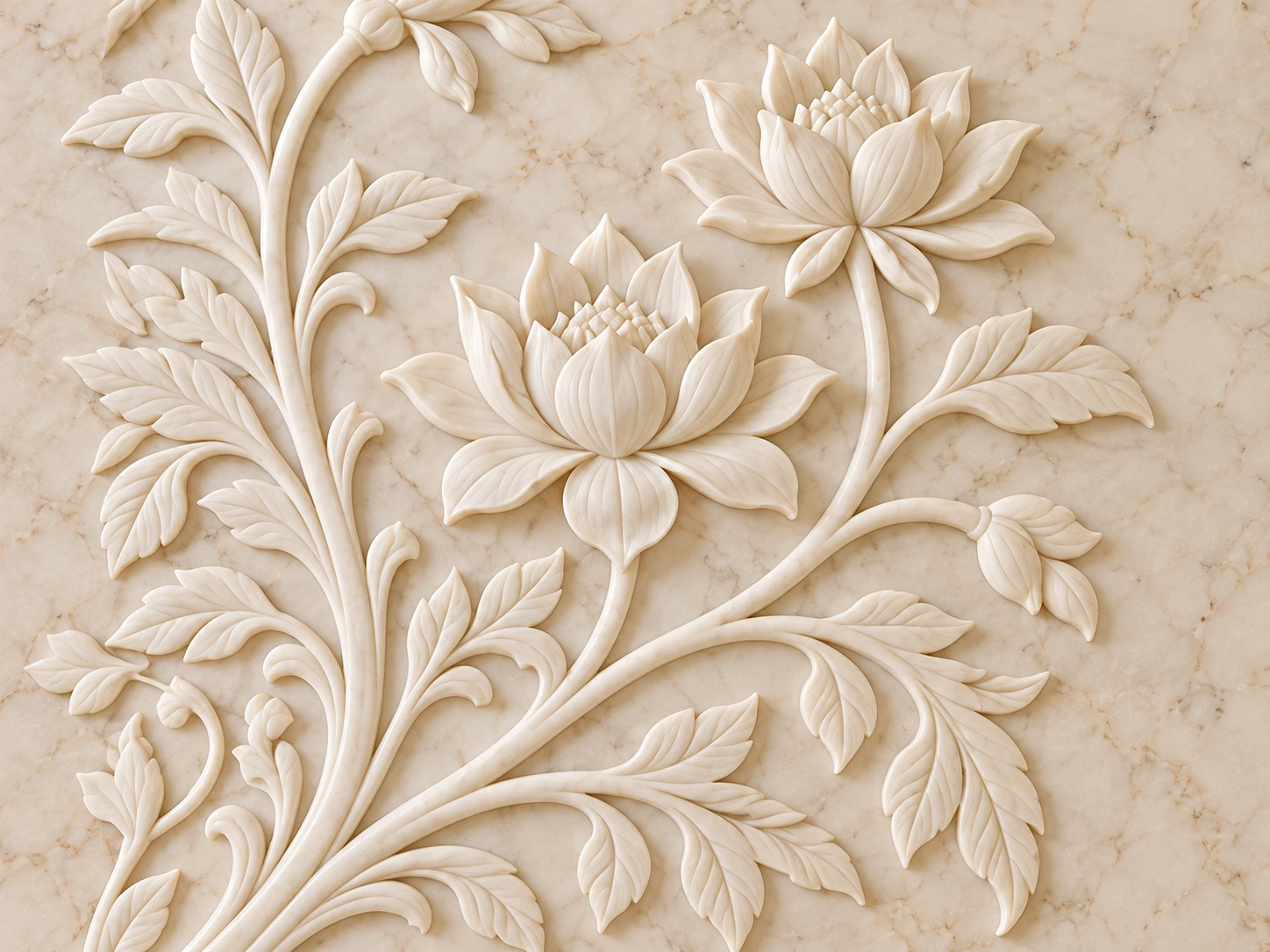 Illustrative carved floral marble relief