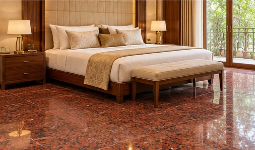 design visualisation of Jhansi Red Granite: Bedroom floor